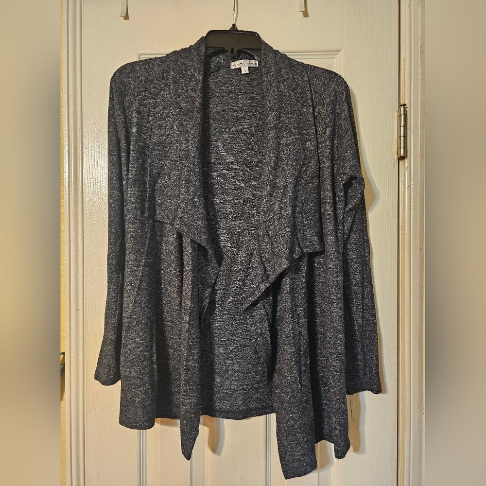 Women's Gray Open Front Cardigan Sweater